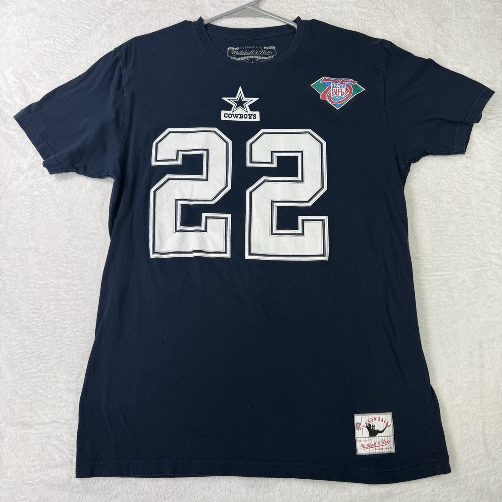 Emmitt Smith Dallas Cowboys Mitchell & Ness Shirt L 75th‎ Anniversary Throwback
